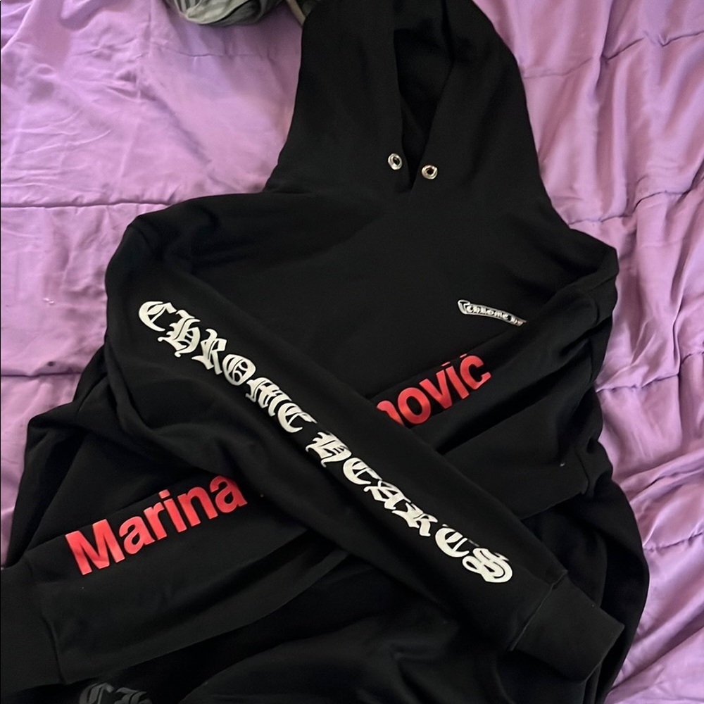 Chrome Hearts Black Hoodie with White Embroidery